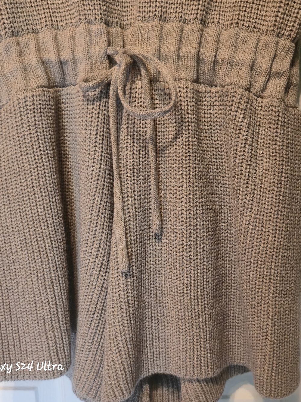 Knit Drawstring Romper in Brown - Picture 6 of 6